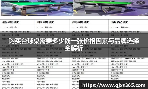 购买台球桌需要多少钱一张价格因素与品牌选择全解析